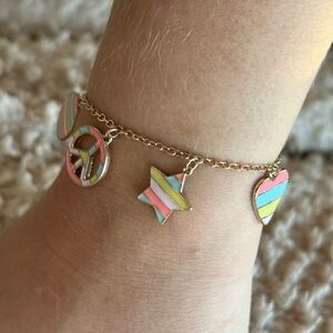 Handmade Gold Charm Bracelet With Pastel Colors
